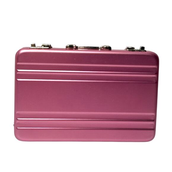 Mini Metal Briefcase Card Holder Pink Aluminum Alloy Case New - Picture 1 of 7